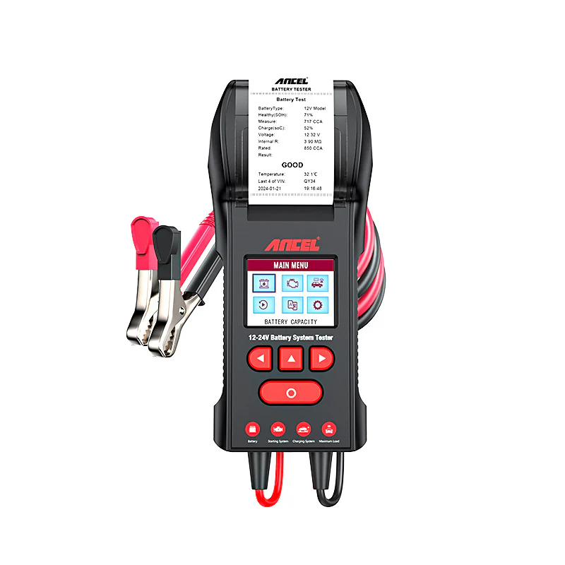 ANCEL BST600 12V & 24V Battery Tester Fast & Accurate Built-in Printer and Paper Safe & Convenient Support Multi-Languauge