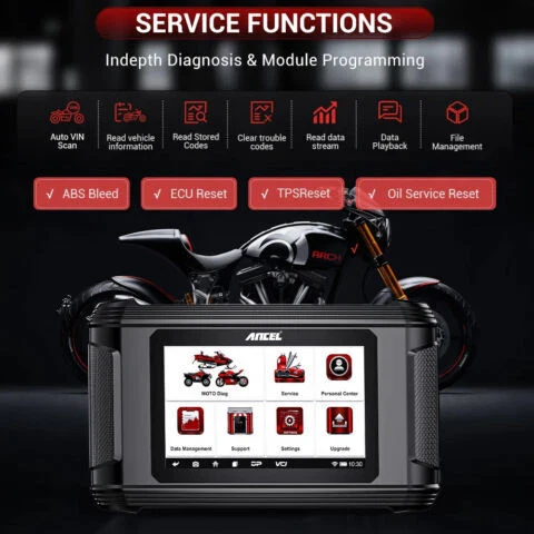 ANCEL MT510 Motorcycle Scanner Oil Reset  TPS Reset ECU Reset for DUCATI Motorcycle OBD2 Diagnostic Tool - Image 4